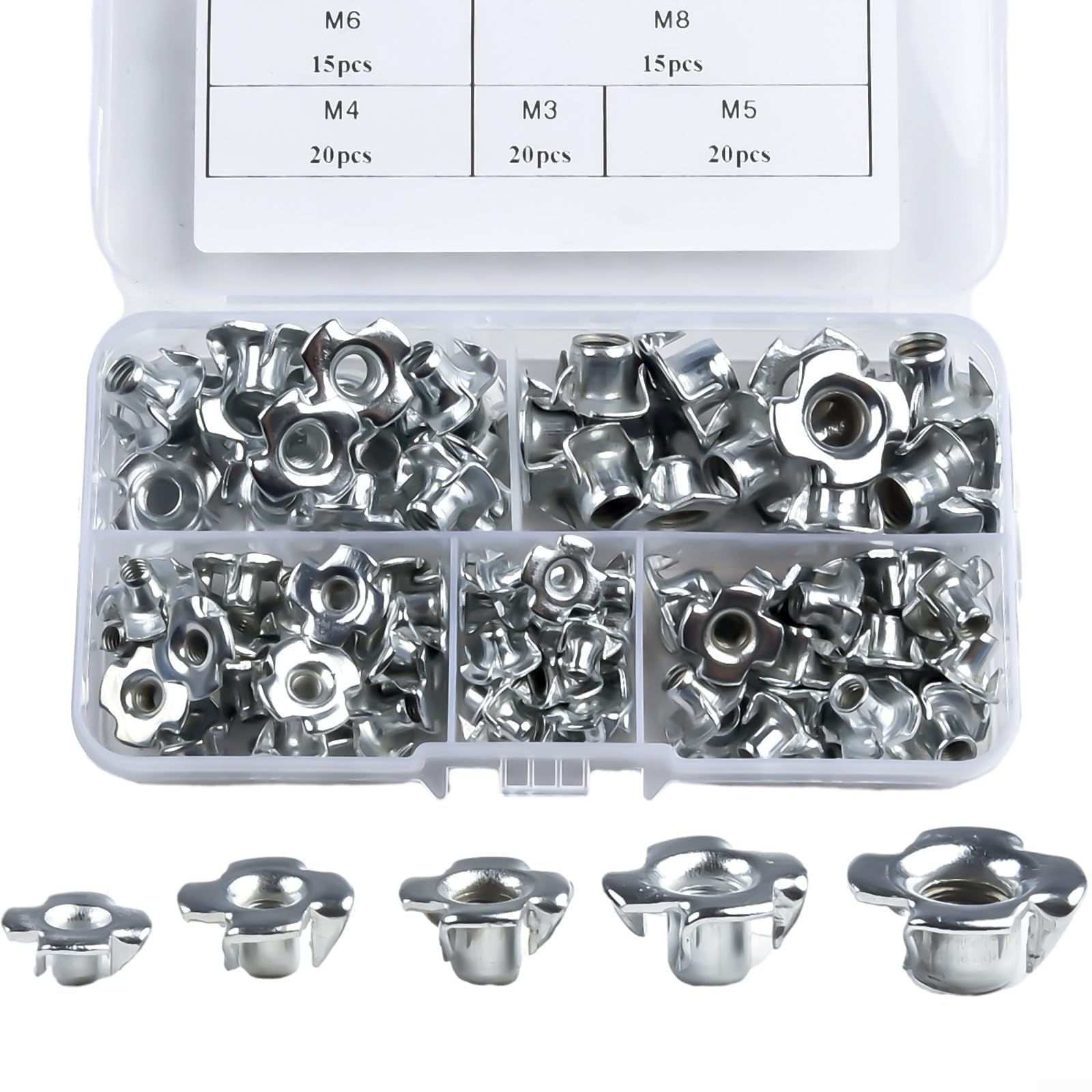 90 Pack of Galvanized Four Claws Nuts, Essential Carbon Steel Hardware for For wood and Particle Board Assembly