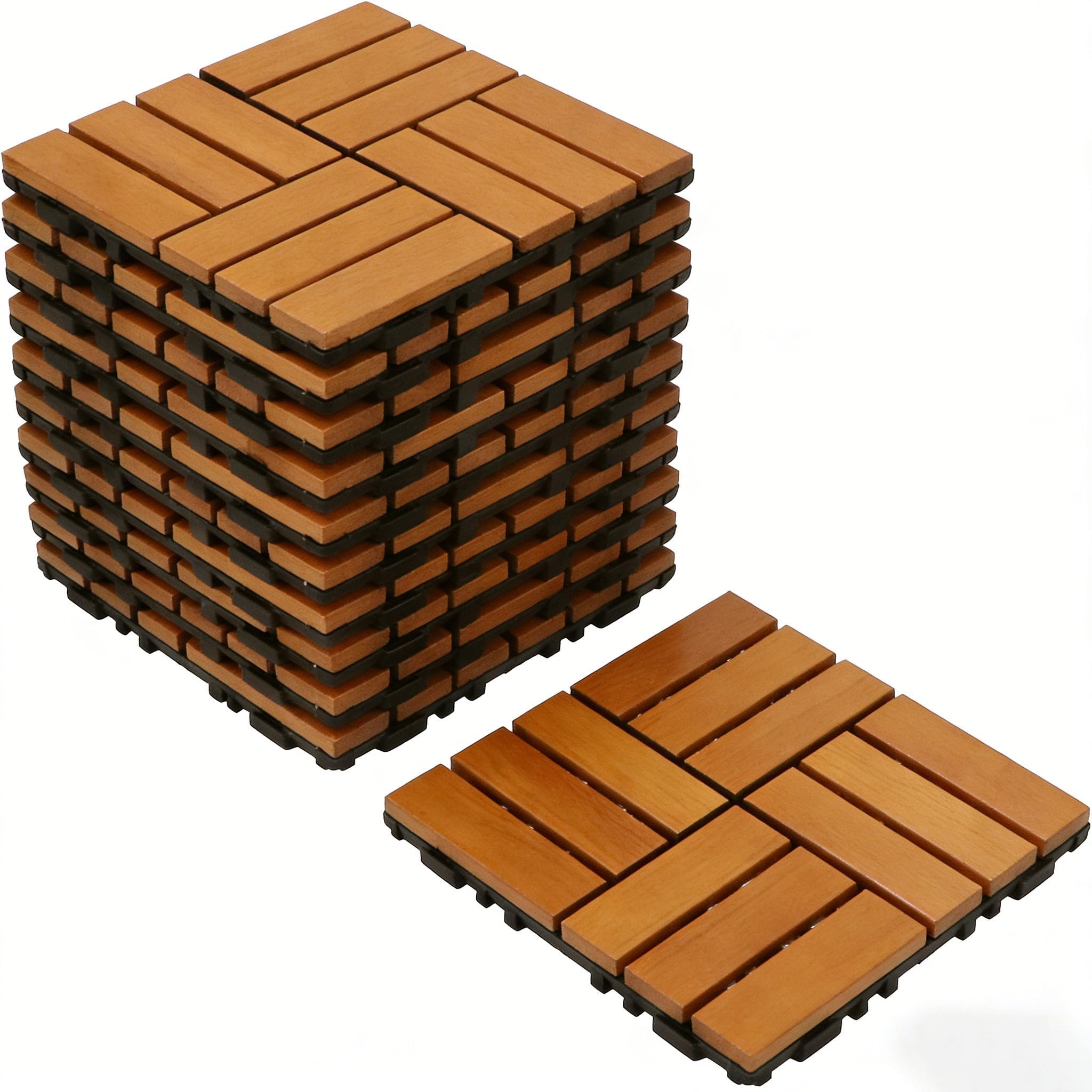 Sauna Mat Canadian Red Cedar 10PCS Set , Traditional & Infrared Sauna Accessory, 12.1*12.1*0.75In, 880LBS Load 1 Capacity Thick PVC for Outdoor & Indoor, Patio Garden, Balcony, Poolside (A)