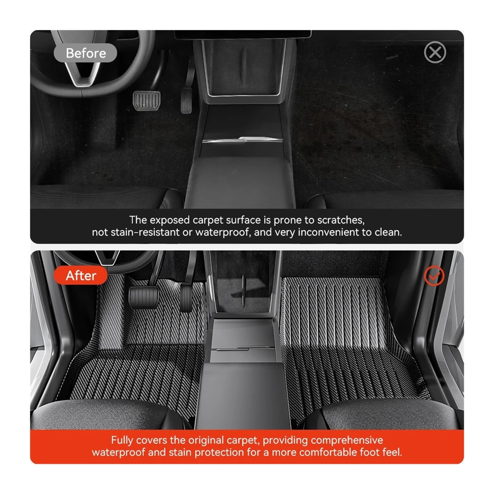 Dywanik podłogowy TPE z włókna węglowego kompatybilny z Tesla Model Y Juniper 2025, dywaniki do bagażnika na każdą pogodę, wykładziny podłogowe, maty do oparć, akcesoria(Front Trunk Mat)