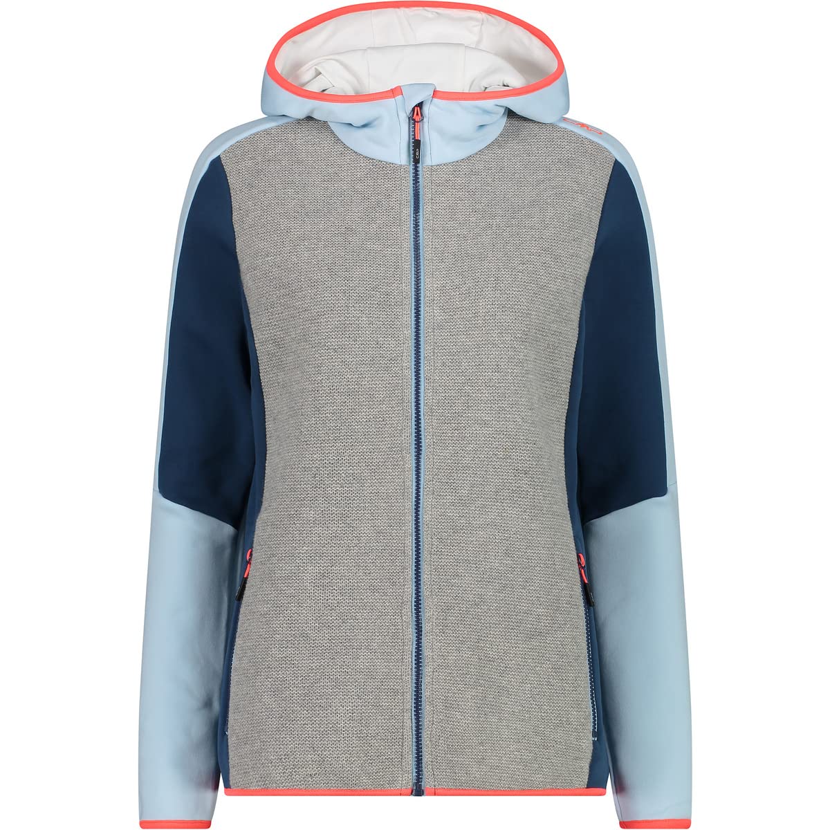 CMP - Chaqueta polar elástica para mujer con capucha fija, Azul cristal, XS