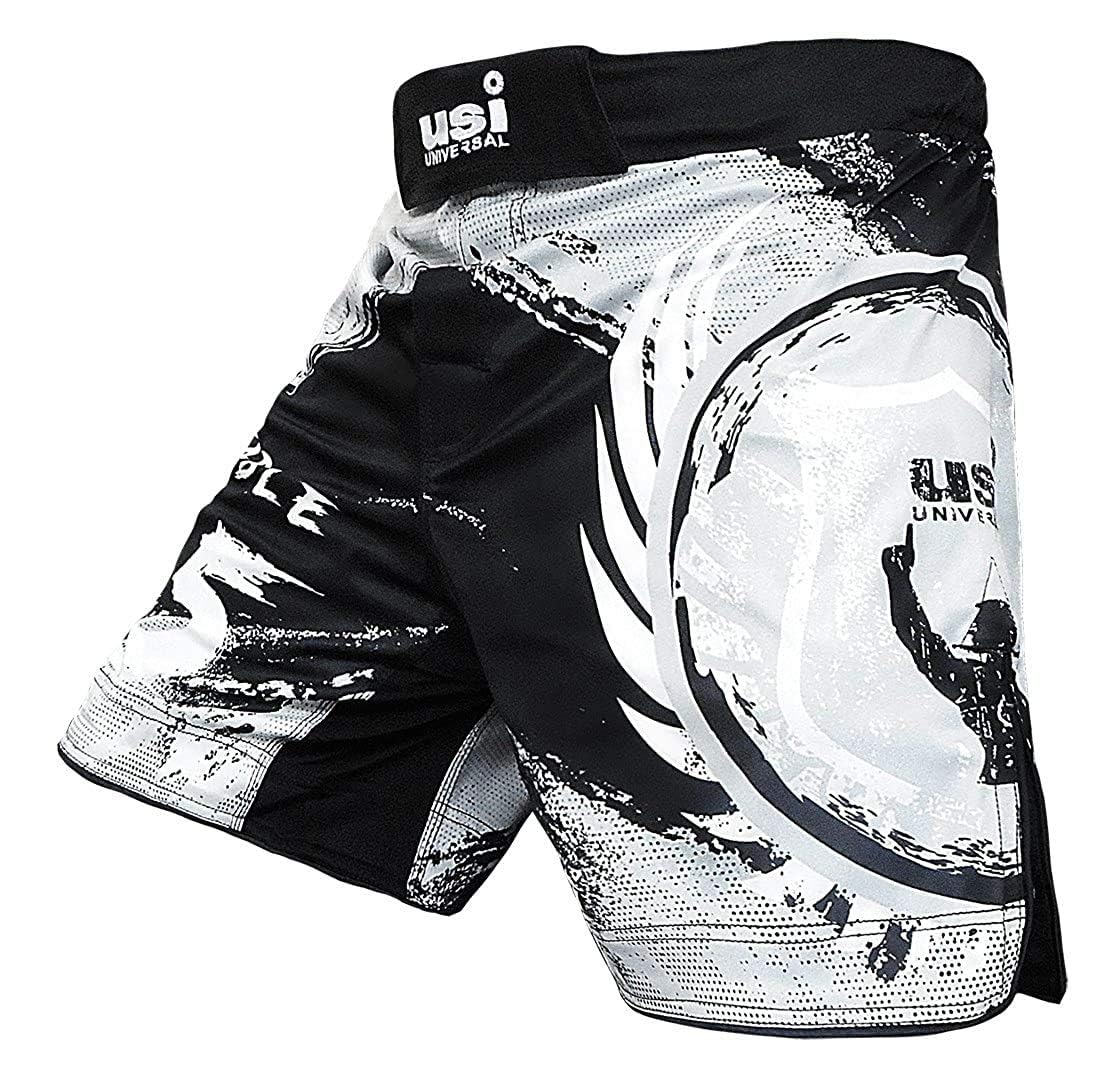 usi universal the unbeatable USI Muay Printed Shorts for Mens Gym Shorts Running Shorts Sports Shorts Shorts with Elasticated Waist Tuf Stretch (L, Black Grey)-picture-12