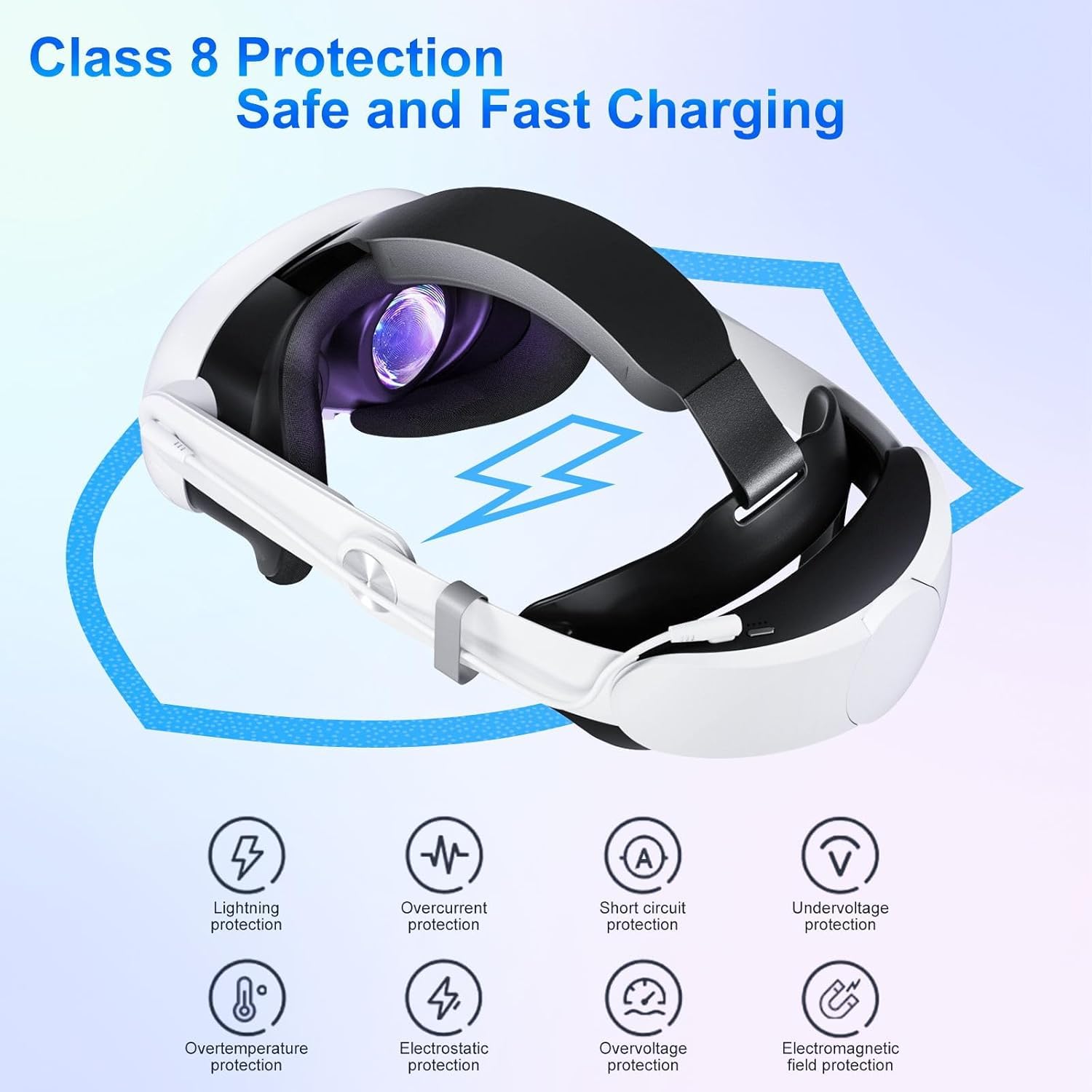 Fascia per batteria per Quest 3, 10000 mAh, accessorio per cuffie VR per Quest 3, comoda cinghia regolabile per la testa con tempo di riproduzione esteso per accessori Quest 3