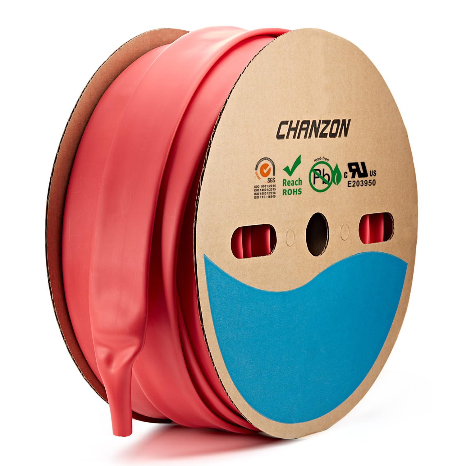 Chanzon 3:1 Ratio - 80ft Roll - Heat Shrink Tubing 1-1/2" (39mm) - Marine Grade Waterproof Adhesive Lined - (25M Total Length) Red Polyolefin Sleeving Wrap Shrinking 3 to 1 Ratio 1pcs — image 1