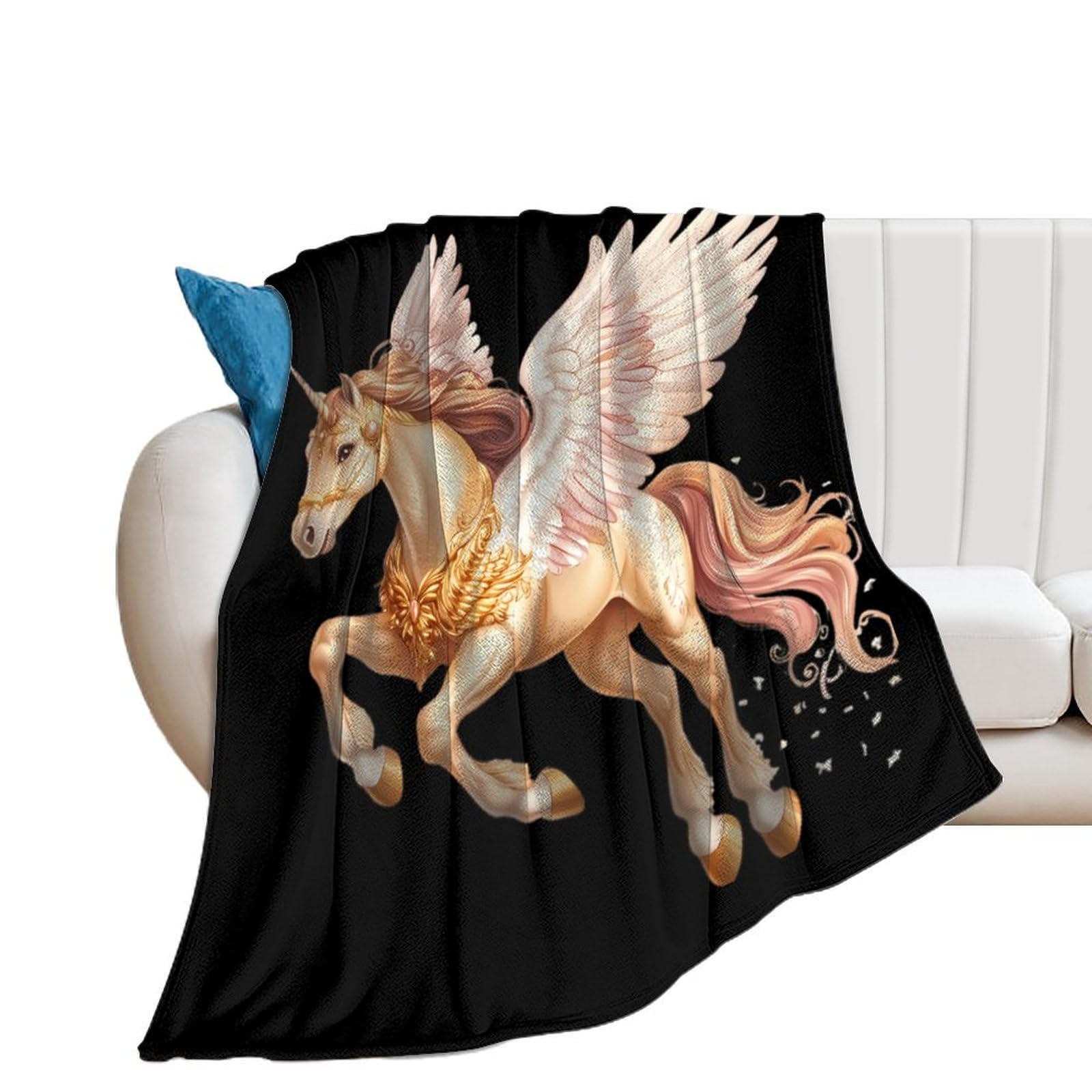 Nclqvjxzkhw Men's Style A Horse With Wings Flannel Blanket Soft Throw Blankets Bed Couch Sofa Travel
