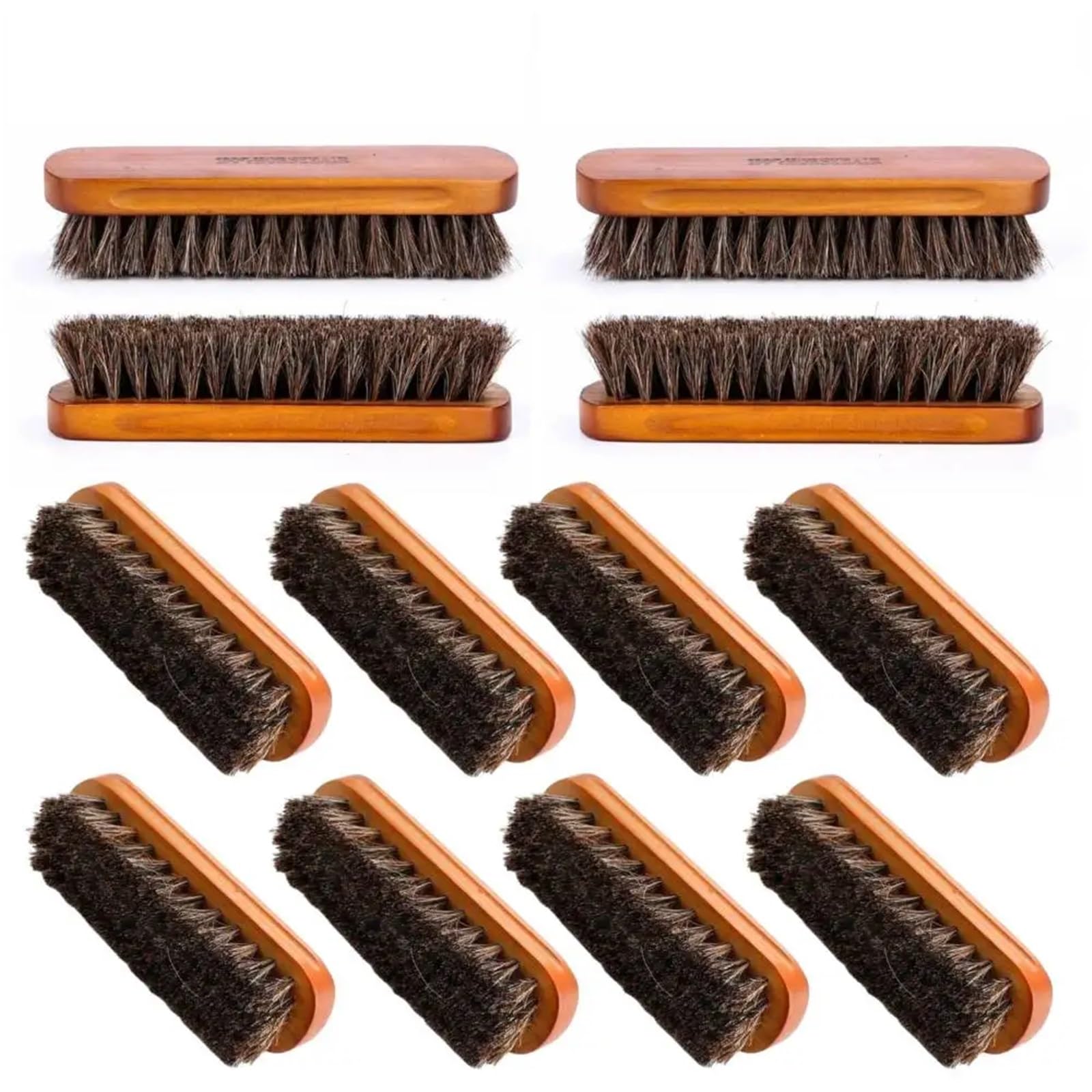Große Schuhcremebürste aus Holz, Borstenhaarbürste, weiches Lederpolierwerkzeug, saubere Glanzbürste Schuhbürste(3pcs)