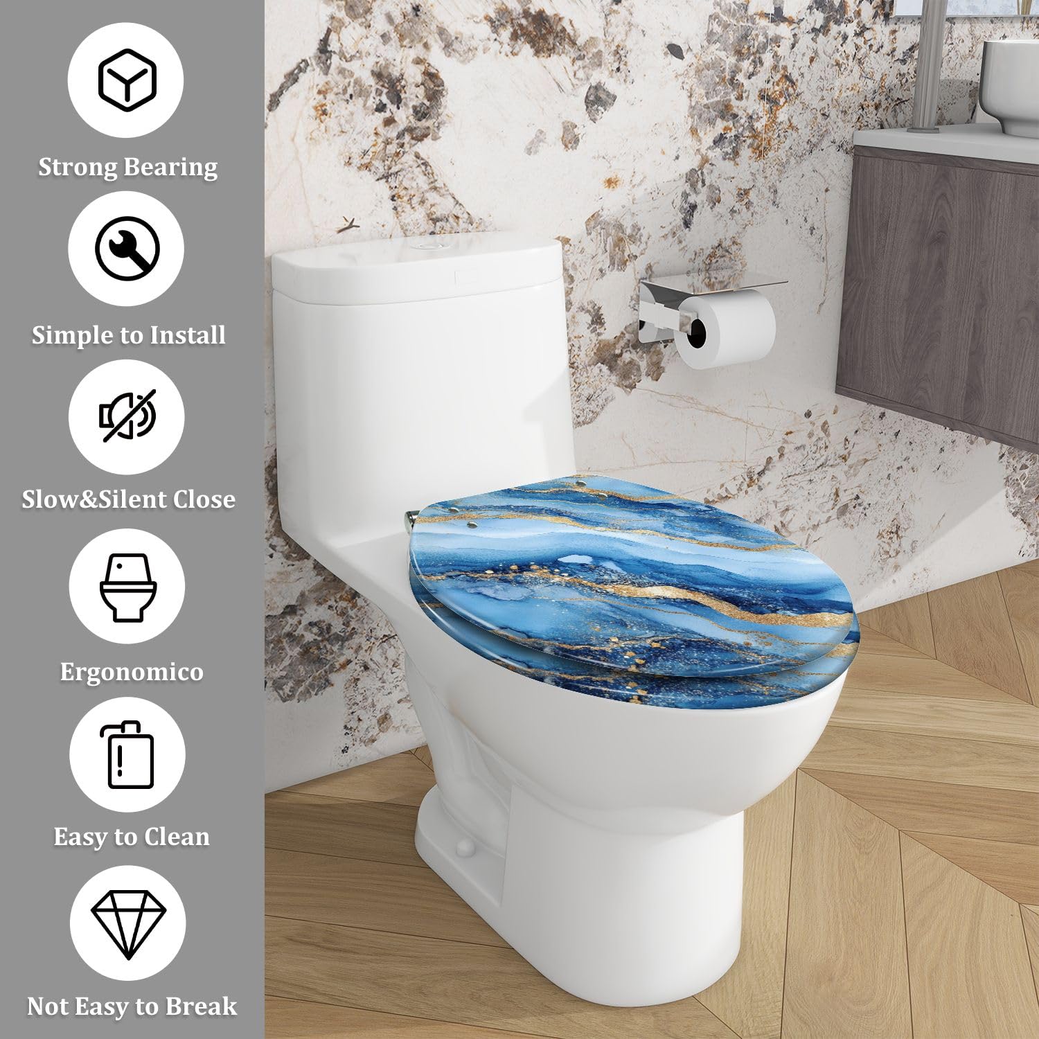 Asiento de inodoro alargado genérico para baño
