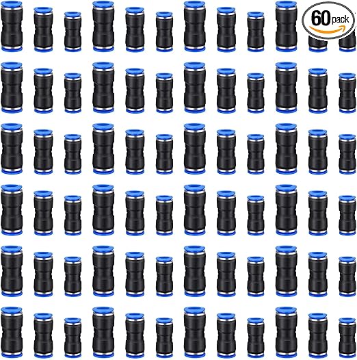 Straight Push Connectors Quick Release Pneumatic Connectors Air Line Quick Connect Fittings Kit for 1/4 5/16 3/8 inch Tube OD, 2 Way
