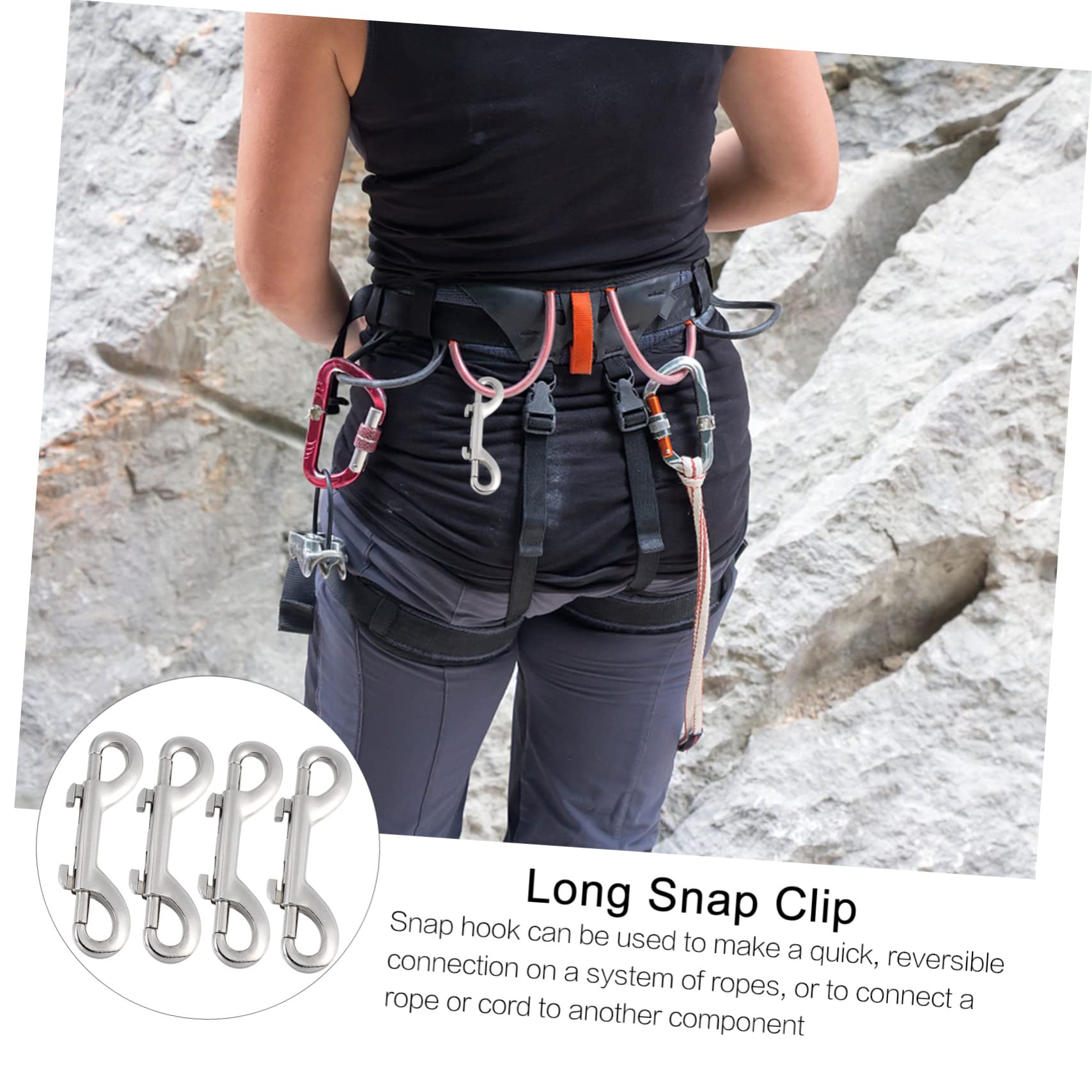 NAMOARLY 4 Pack Double Sided Snap Hooks Heavy Duty Leash Hooks Easy One-Handed Trigger Versatile Bolt Buckle Clips for Spearfishing