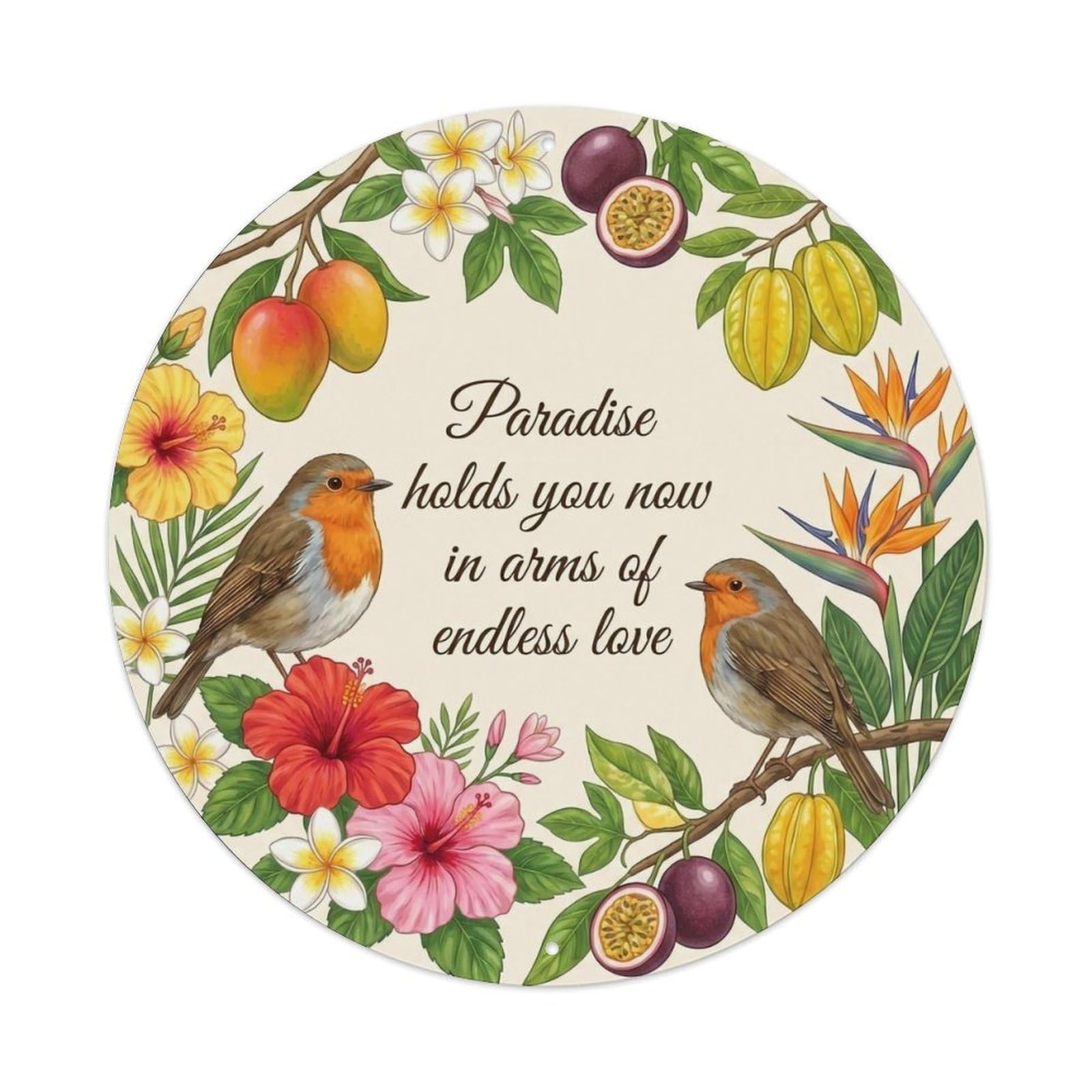 European Robin Garden Sign Heaven Love Paradise Metal Tin Sign