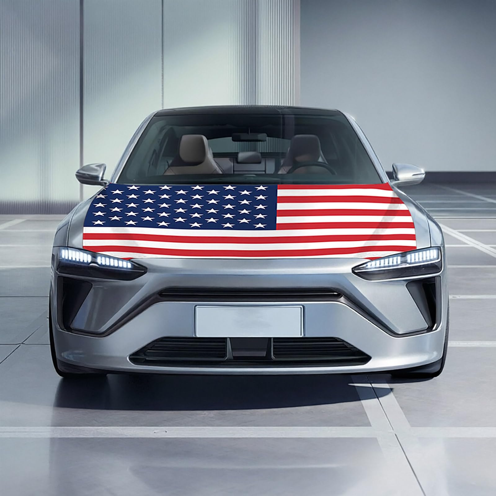 Aoseiens US Flag Bonnet, American Flag Car, Bonnet Flag American, Fan Item for Football Game, Football Car Bonnet Cover Flag for Trucks, Cars and SUVs