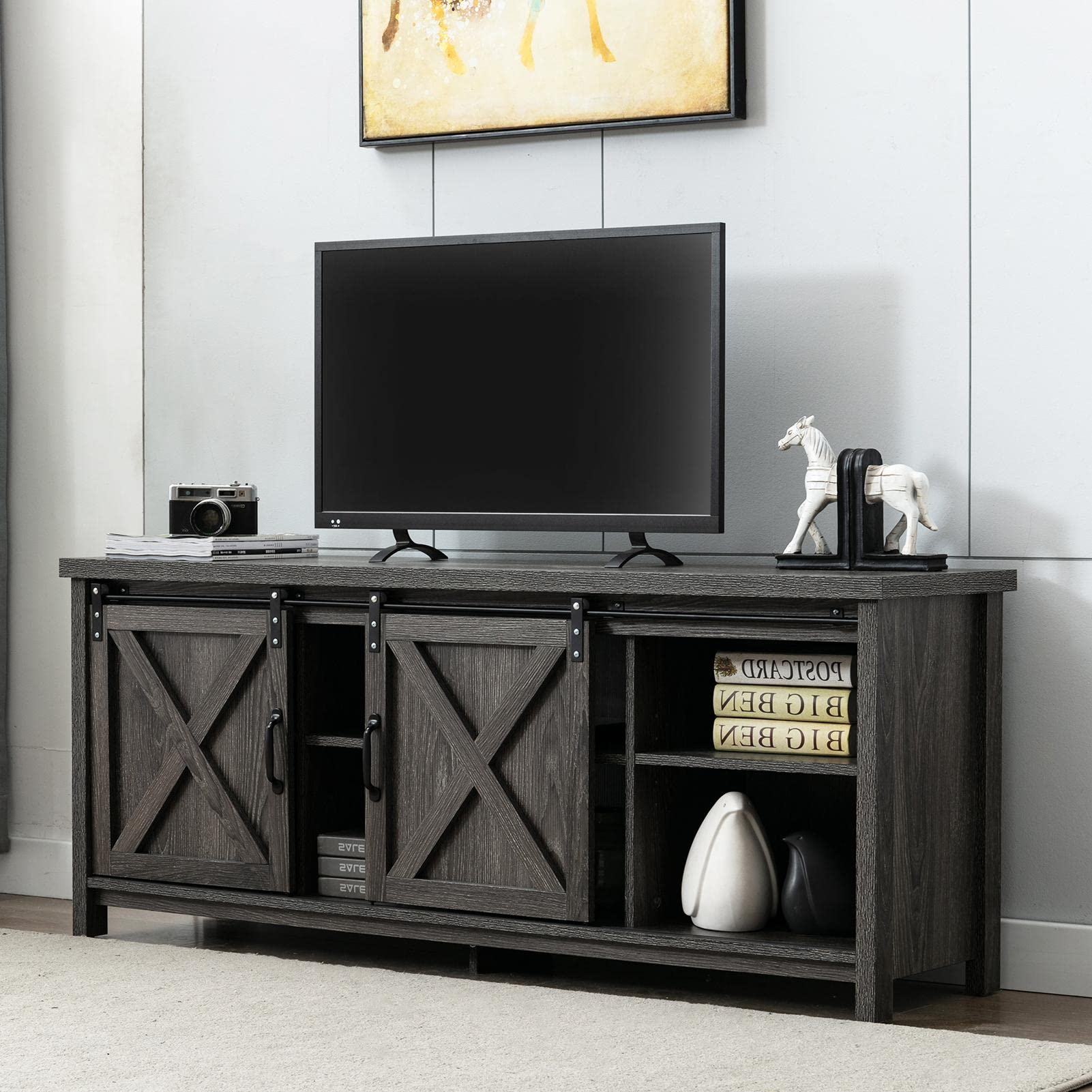 Buy Farmhouse TV Stand for 65 Inch TV, Modern Television Stands Media