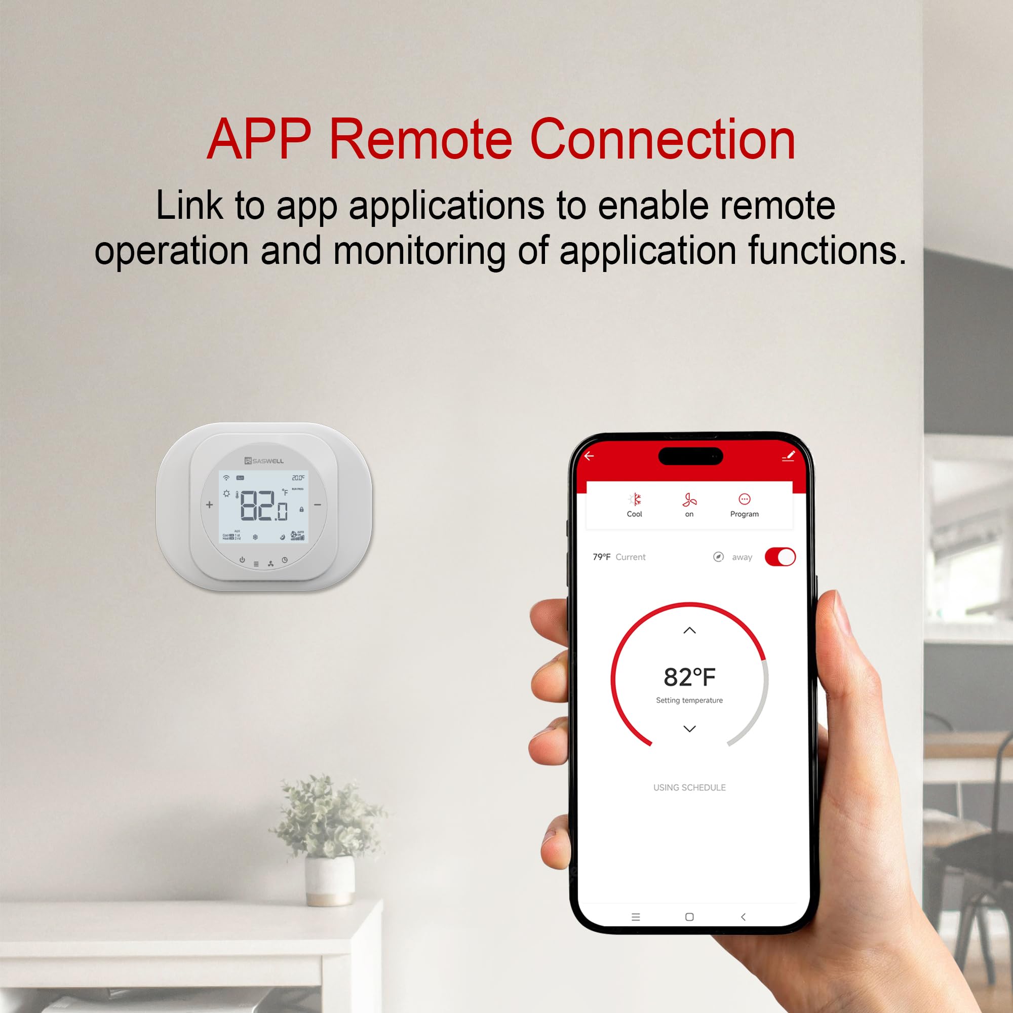Termostato inteligente de bomba de calor con adaptador de cable C, fácil instalación