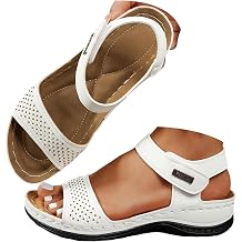 Womens Orthopedic Walking Sandals Comfortable Arch Support Platform Wedge Sport Sandals Thick Memory Foam Cushion Recovery Sport Plantar Fasciitis Shoes Open Toe Ankle Strap Casual Summer Beach Shoes