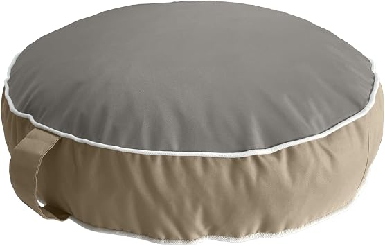 XPERMATE Zipper Puff Cushion Washable Round Cushion Water Repellent Fabric Indoor and Outdoor Puff Cushion Floor Cushion Honeycomb Front, Garden and Balcony Grey Beige