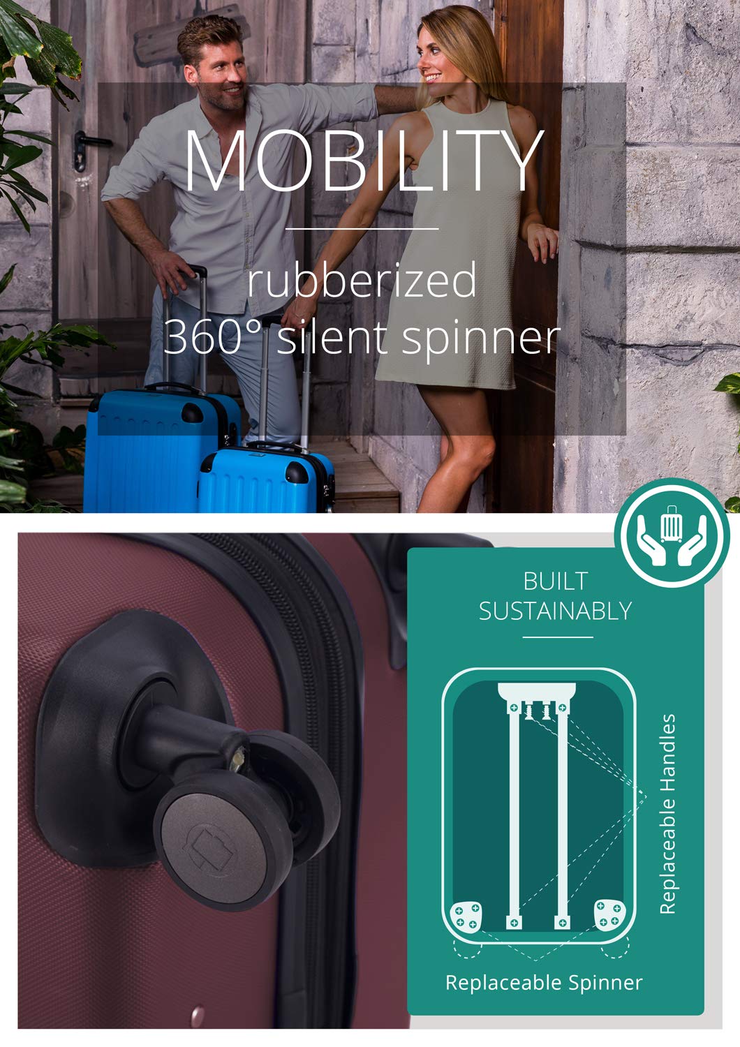 HAUPTSTADTKOFFER - SPREE - Valigia rigida, Trolley espandibile, Bagaglio con 4 ruote doppie, TSA, 75 cm, 119 litri, Blu scuro