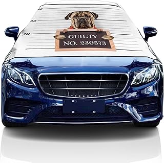 Windshield Cover for Ice and Snow, Car Windshield Snow Cover, Waterproof Oxford Snow Protector Covers with Side Mirrors Cover,NO:230573 Bad Dog Car Window Covers for Cars Vans Suvs 86.6x55 Inch