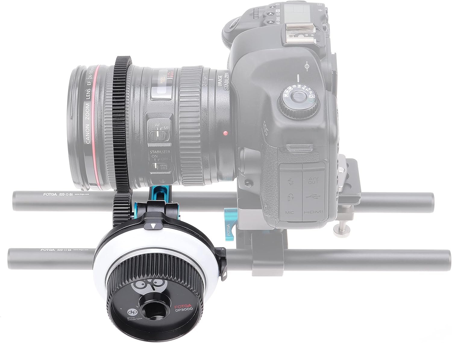 Follow Focus with Gear Ring Belt for Sony Canon Nikon DSLR Camera DV Camcorder Film Video Cameras,Fits 15mm Rod System,Black