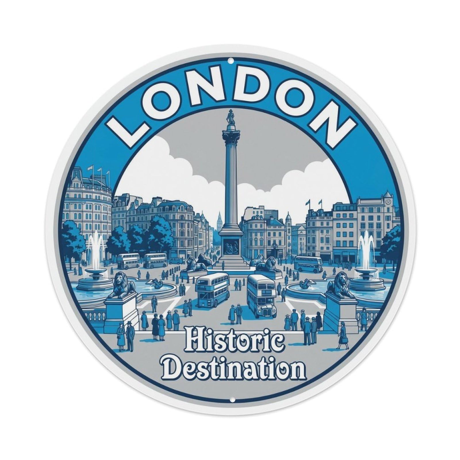 Fqcyn Style Vintage Travel London Trafalgar Destination Metal Tin Sign