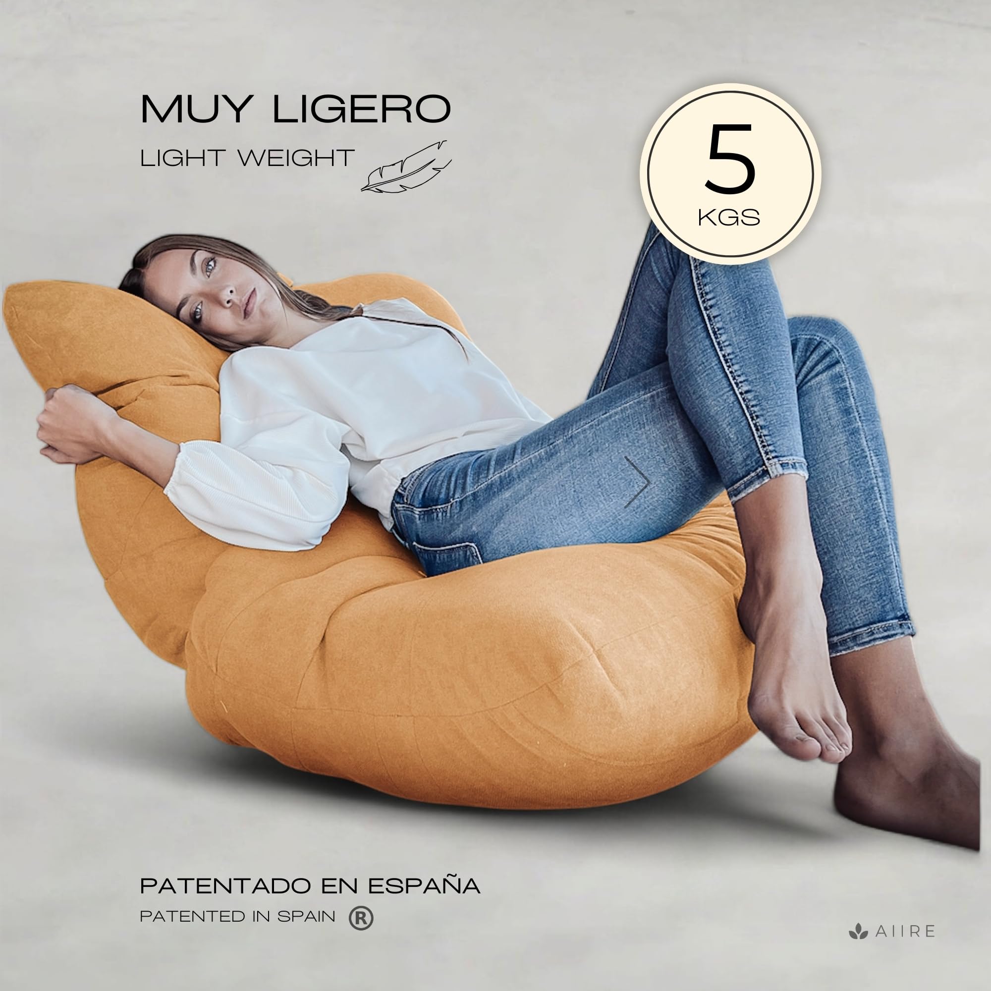 Aiire Puff Salon de Lujo Moderno - Sofa Puf con Relleno Incluido Gigante de Diseño en Terciopelo Premium - Bean Bag Chair Grande para Adultos o Decoracion Habitacion Juvenil - Puffs XXL Azul