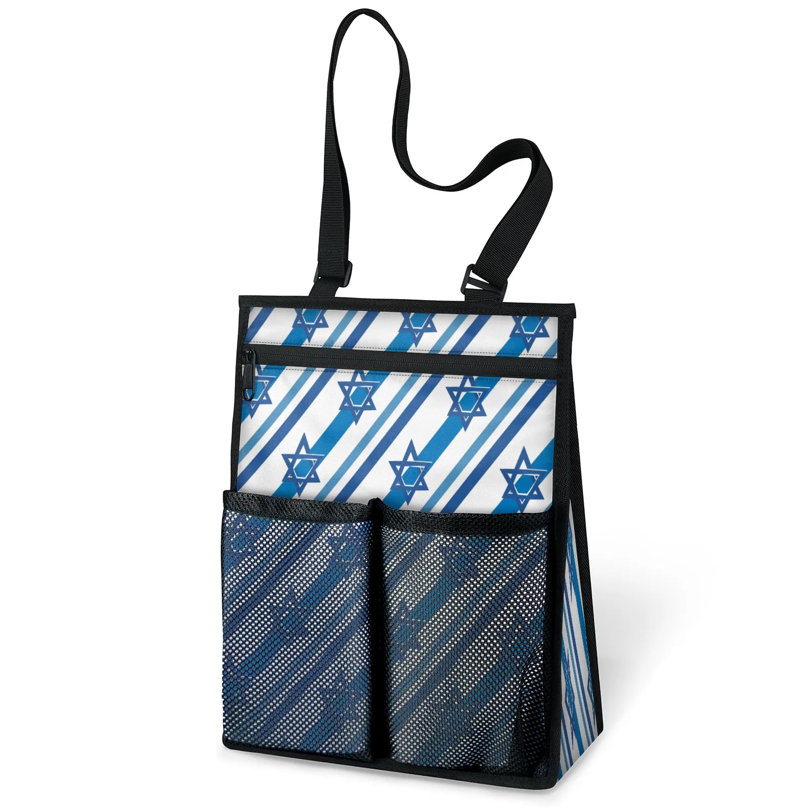 Ourtheme Stripes Star Pattern Portable Shower Bag for Travel Gym Camp Beach Tote Shower Caddy Bags Hanging Toiletry