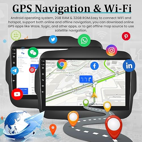 Miniatura 5 de Radio de coche Android para Jeep Renegade 2015-2020 con DSP, Apple Carplay inalámbrico y Android Auto 9 pulgadas pantalla táctil estéreo GPS WiFi