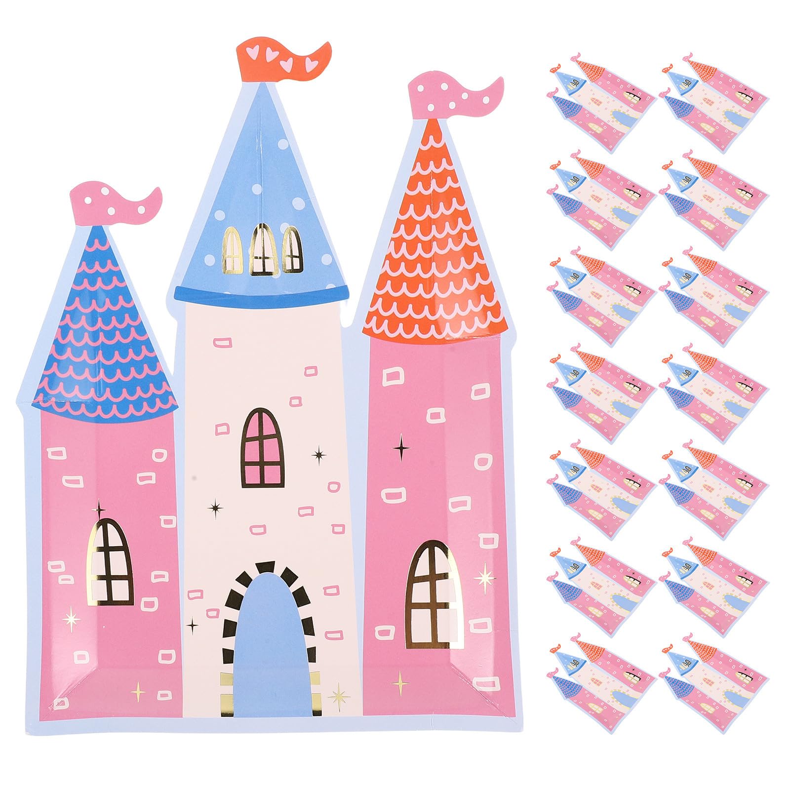 Platos de papel decorados con castillo de cuento, la solución fácil para eventos en el jardín
