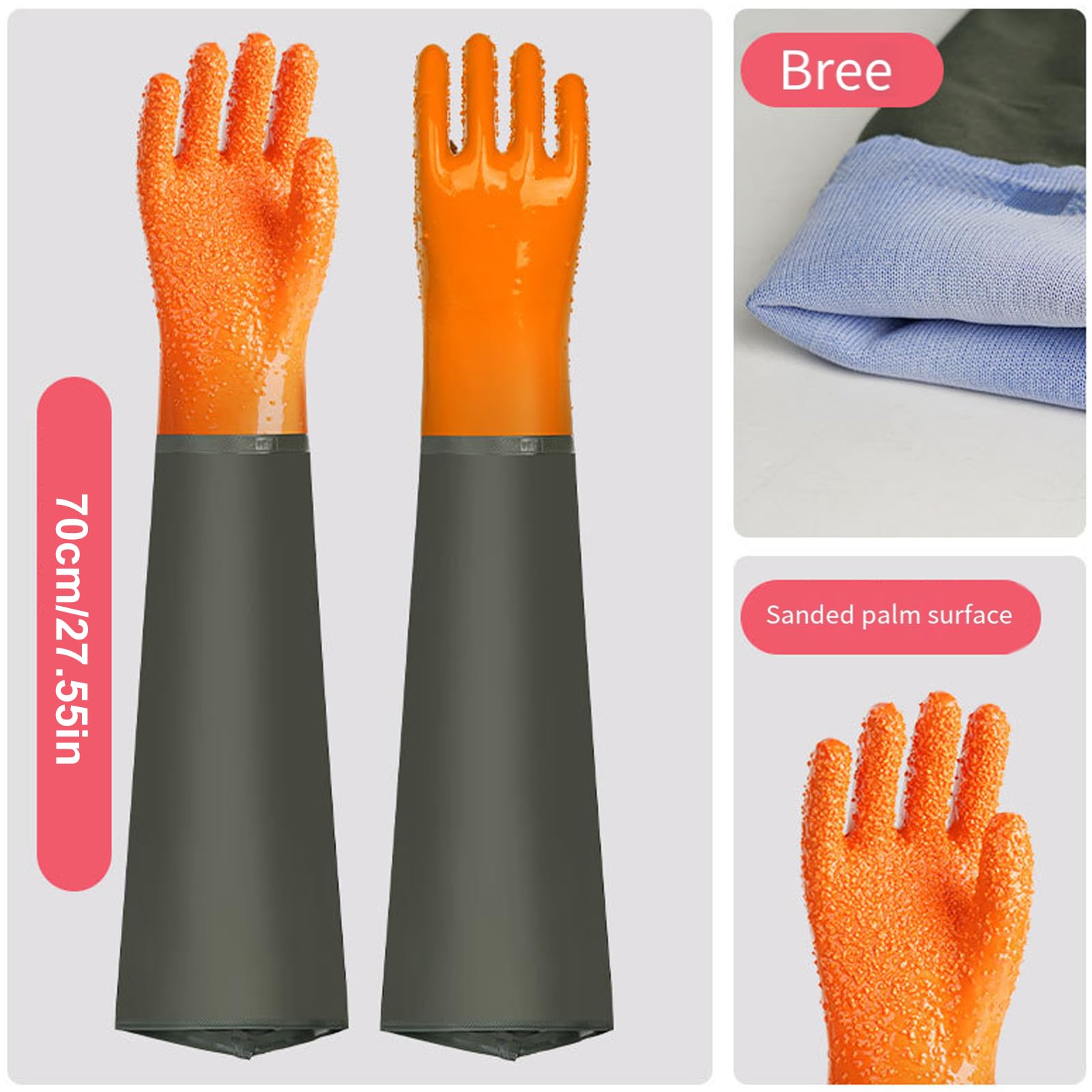 Gants En Caoutchouc À Isolation Thermique De 70 Cm Protections Renforcées De L'avant-bras Pour La Pêche La Transformation Des Fruits De Mer Gants De Travail Imperméables À L'épreuve De L'huile