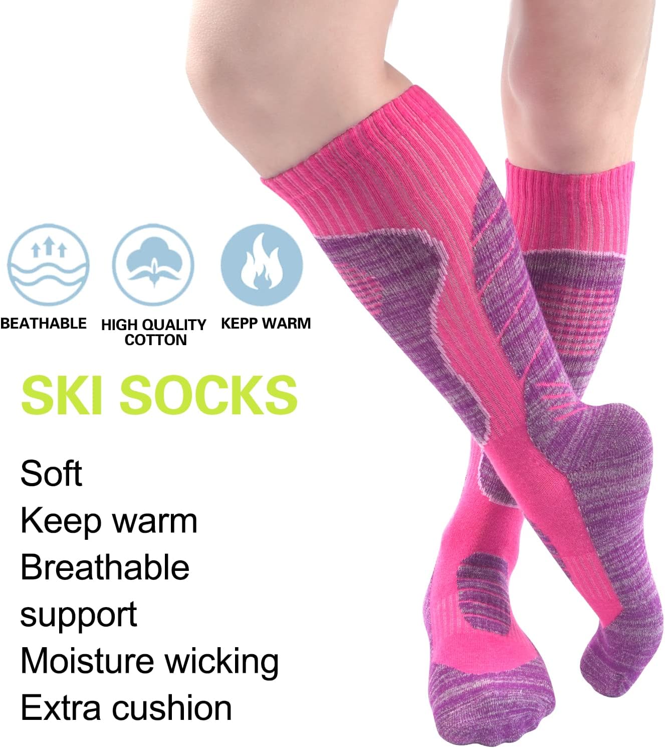 Cheapest 🛒 2 Pairs Ski Socks Womens Mens , Thermal Socks for Skiing, Snowboarding, Cold Weather, Winter Warm Knee High Socks Get Special Price 2 Pairs Ski Socks Womens Mens , Thermal Socks for Skiing, Snowboarding, Cold Weather, Winter Warm Knee High Socks