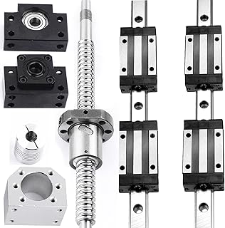 [3 Pack] 2Pcs HGR20/HGH20 600mm Linear Sliding Rail Guide with 4pcs HGH20CA Sliding Carriage Block + 1 Pack RM/SFU1605 Ball Screw Set for DIY CNC Machine (2 Pack HGR20 + 1 Pack RM1605, 600mm)