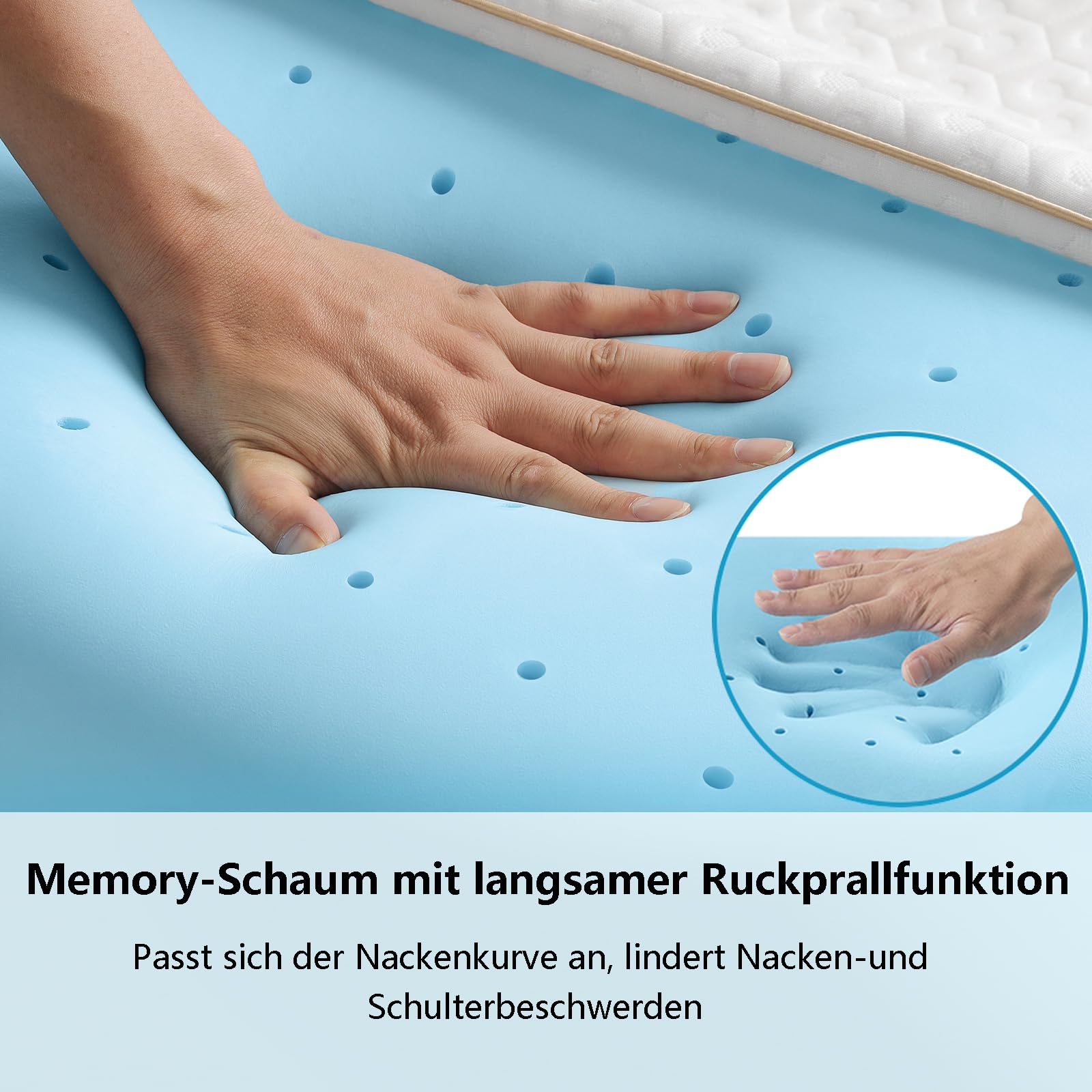 BedStory Gel Memory Foam Kissen 60x40, 10cm Höhe Weiches Kopfkissen für Seitenschläfer, Ergonomisches Kopfkissen mit abnehmbarem und waschbarem Bezug,Visco Kissen Öko-Tex Zertifiziert