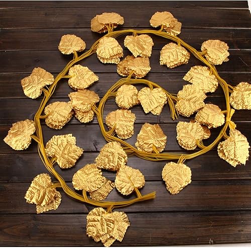 Miniatura 2 de NICE PURCHASE Guirnalda de hojas artificiales de vid de 6.5 pies con alambre de hojas doradas, hiedra, vegetación de seda para decoración de boda,