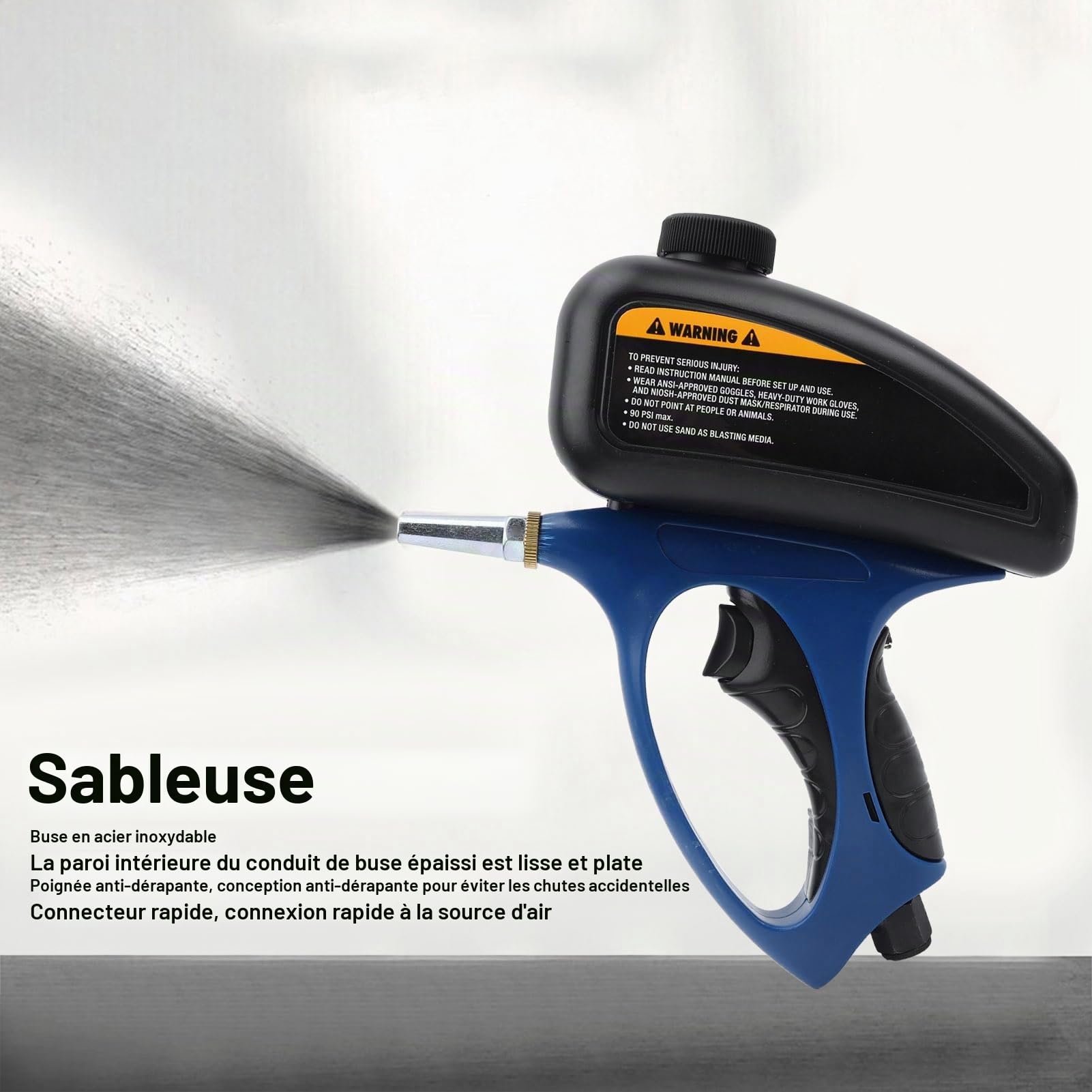 Pistolet de Sablage Portable, Sableuse pour Compresseur d'Air, Buse en Acier Remplaçable pour Métal