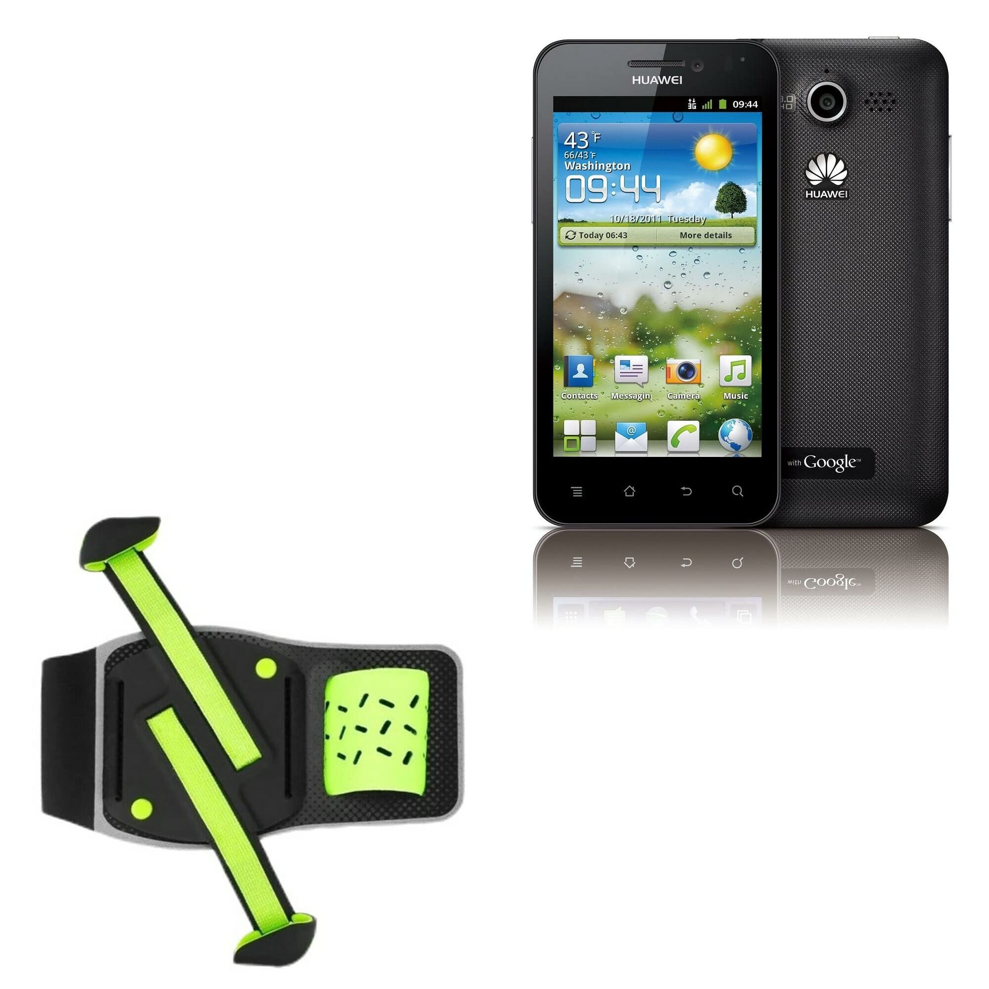 BoxWave Holster Compatible with Honor U8860 - FlexSport Armband, Adjustable Armband for Workout and Running - Stark Green