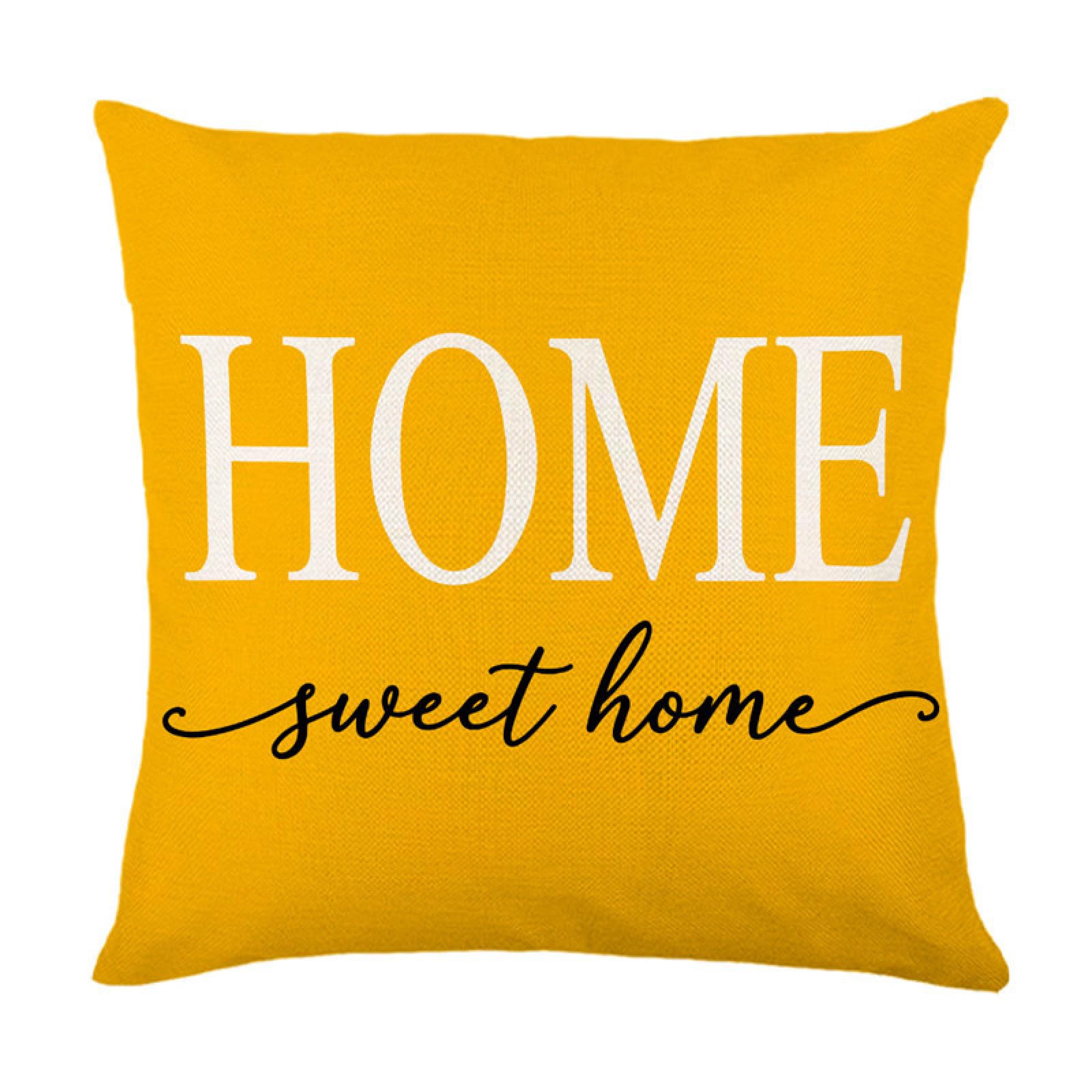 Cushion Covers 50cm x 50cm Yellow Print Decorative Pillows with Invisible Zipper Garden Cushions Square Linen Scatter Cushions Comfortable Breathable Pillow Cover