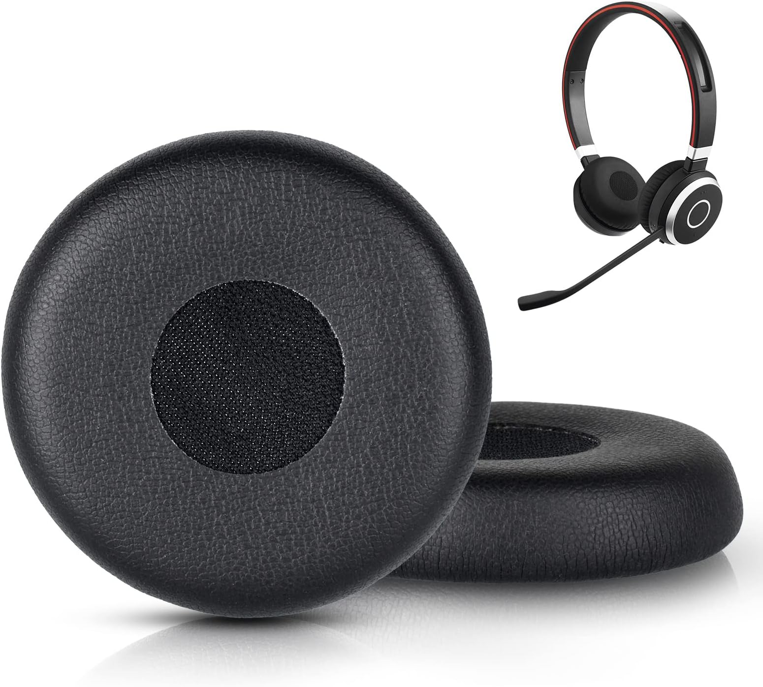 Evolve 65 Earpads, Jabra Evolve 65UC Replacement Ear Cushion, Protein Leather Ear Pads Kit Compatible with Jabra Evolve 65/65UC /40/40MS/20se/20uc/30II/65MS/40 Headset (Black)