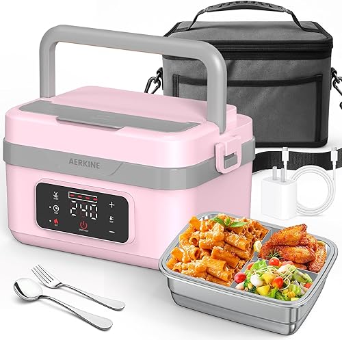 Miniatura 1 de Fiambrera eléctrica para adultos  Calentador de alimentos autocalentable recargable de 75 W con 6.3 tazas (1.5 litros), contenedor de acero