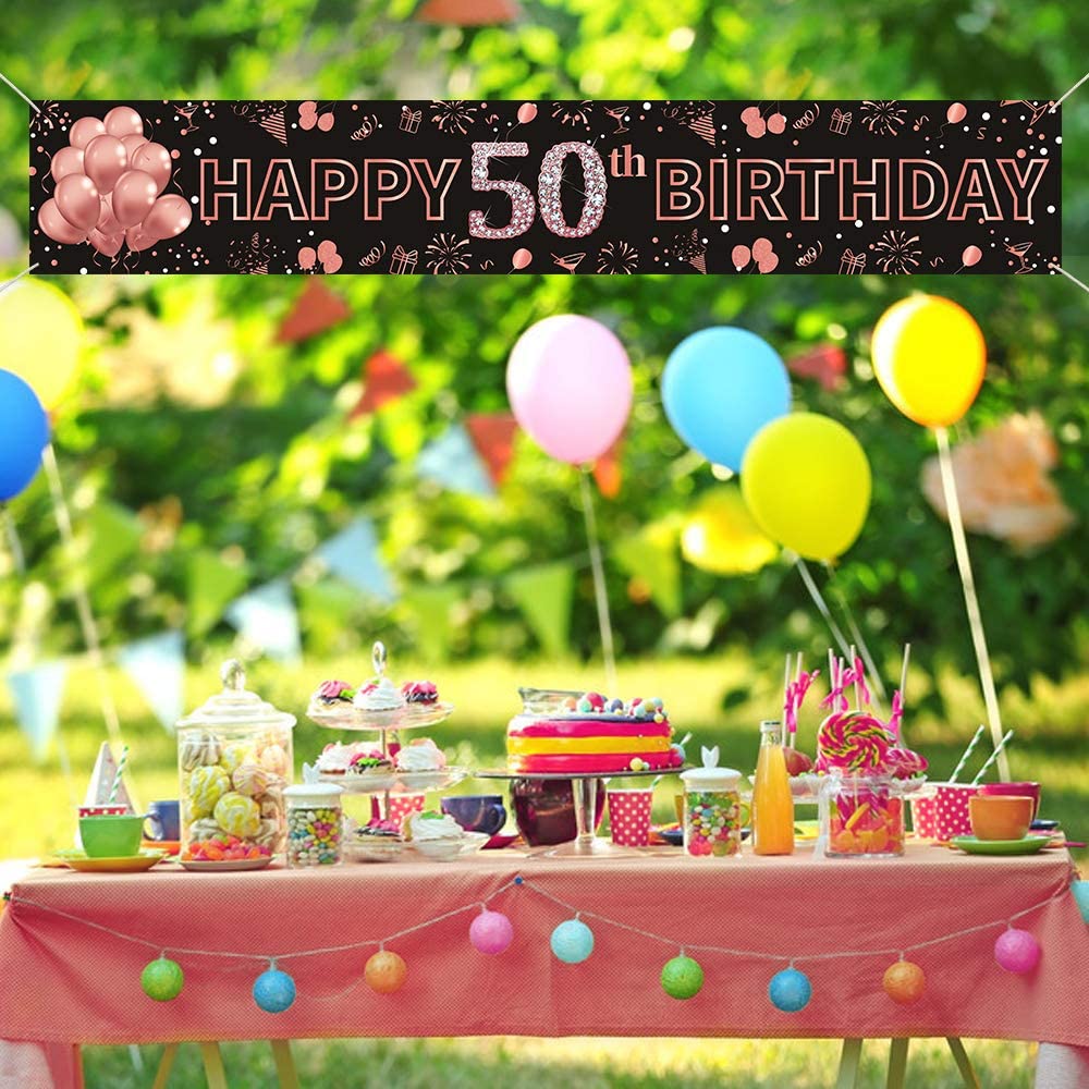 Pimvimcim Happy 50th Birthday Banner Decorations Rose Gold Large 50th pimvimcim-happy-50th-birthday-banner-decorations-rose-gold-large-50th