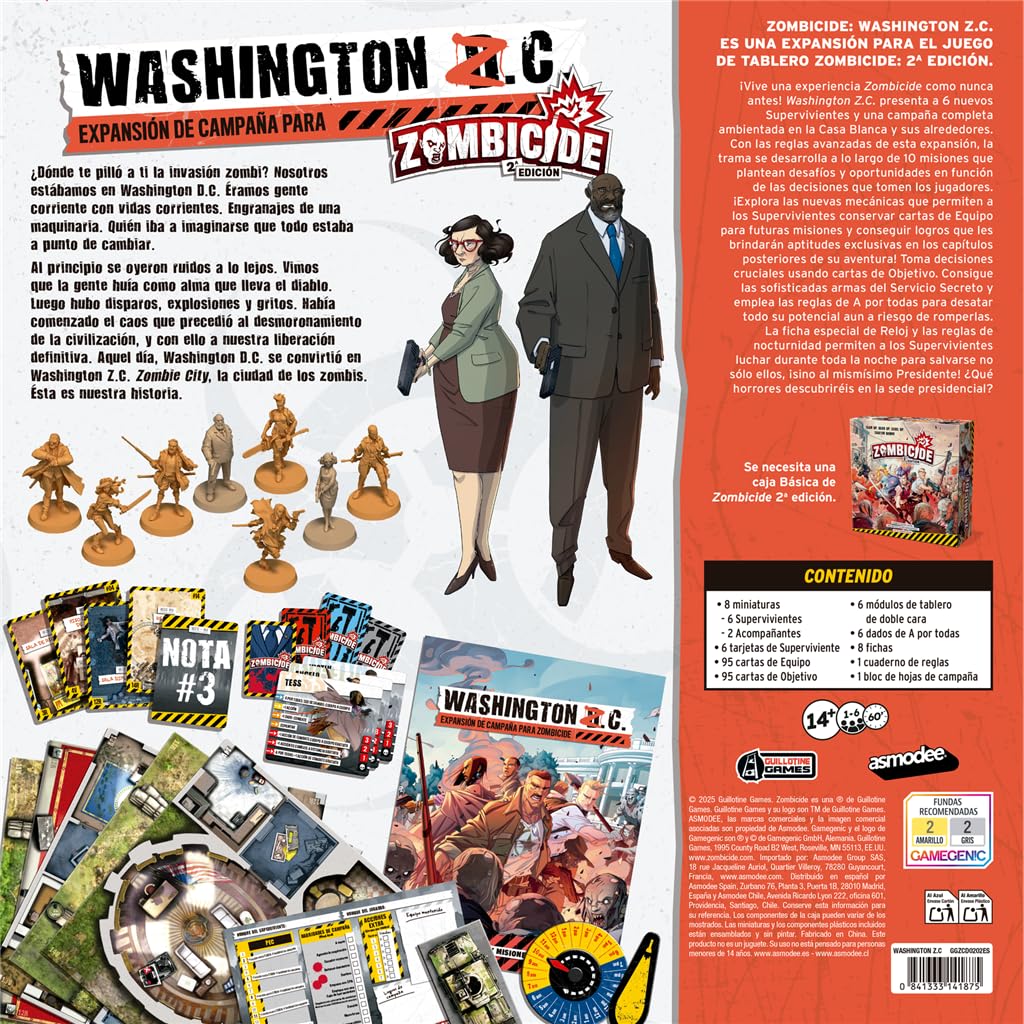 Asmodee Zombicide 2a edizione: Washington Z.C., espansione della campagna nella Casa Bianca con 10 missioni, 6 nuovi sopravvissuti, a partire dai 14 anni, da 1 a 6 giocatori, 60 minuti, spagnolo
