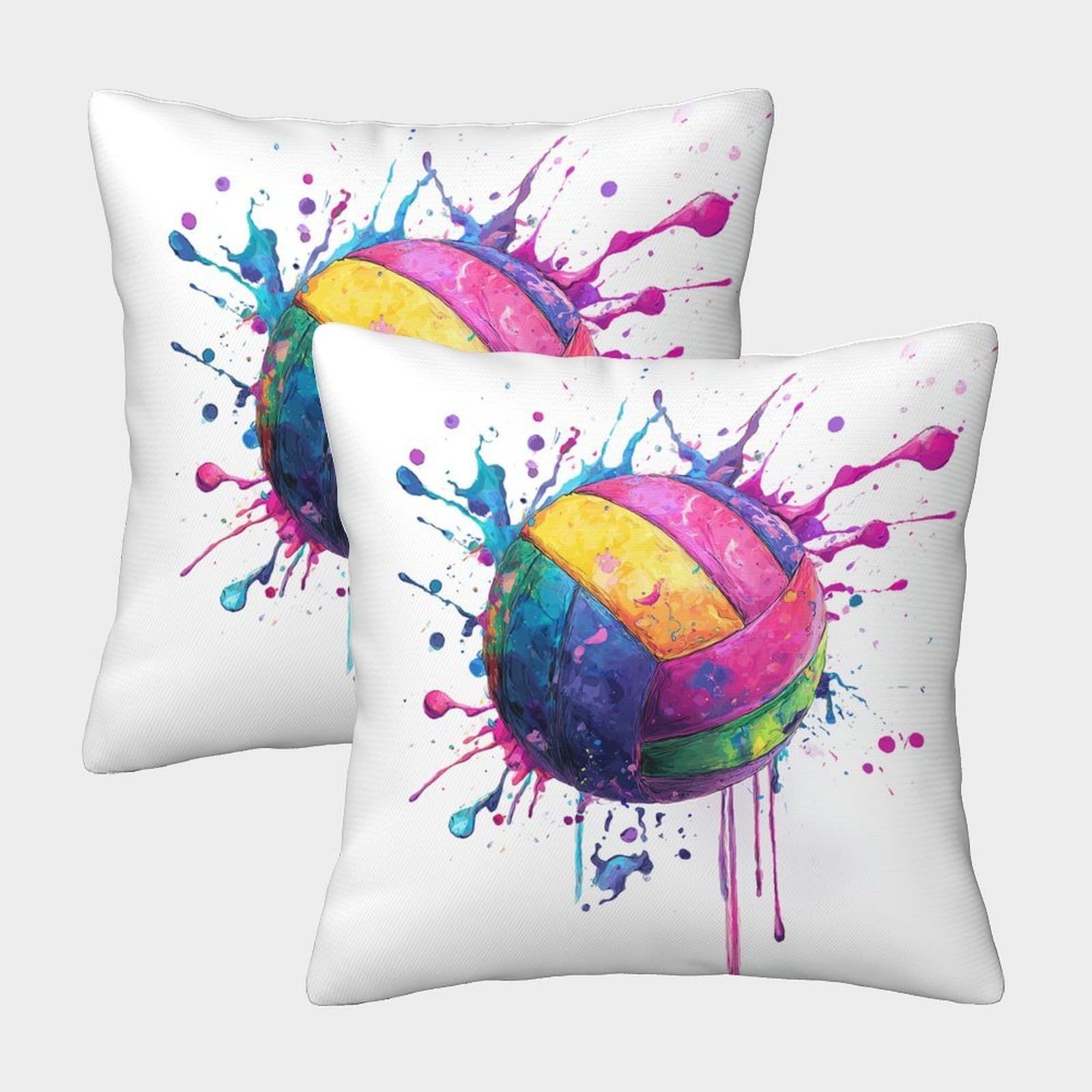 QFVANSIYO 3D Printed Artistic Volleyball Pillowcase Microfiber Bedroom Decor Volleyball Pillow Cover Soft for Adults Youth Bedding 40x40cm