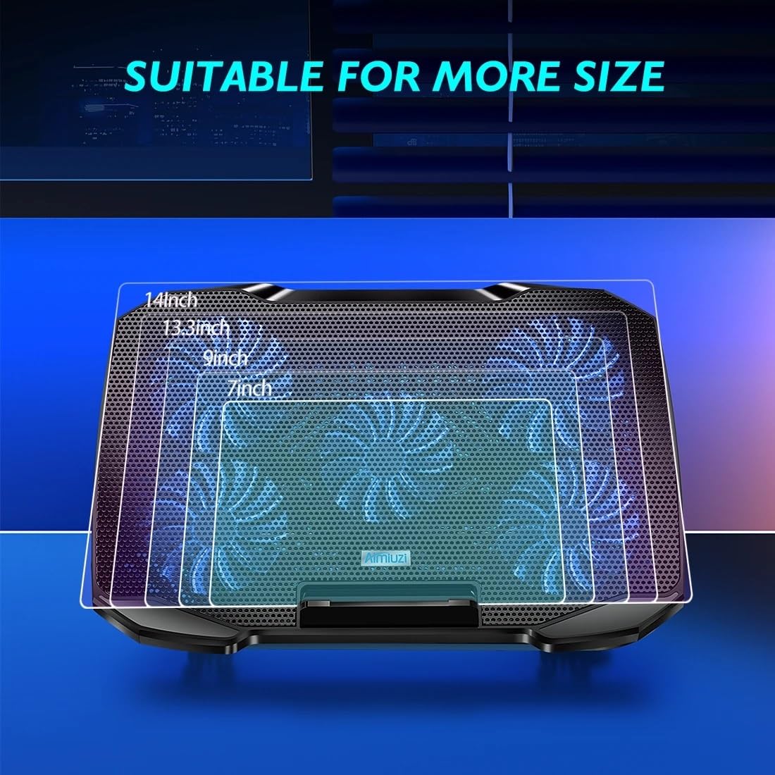 Laptop Cooler podstawka pod laptopa Podkładka chłodząca do laptopa 5 dużych wentylatorów do 10-17-calowej chłodziarki do notebooka do gier, z 5 regulacją wysokości, 2 portami USB