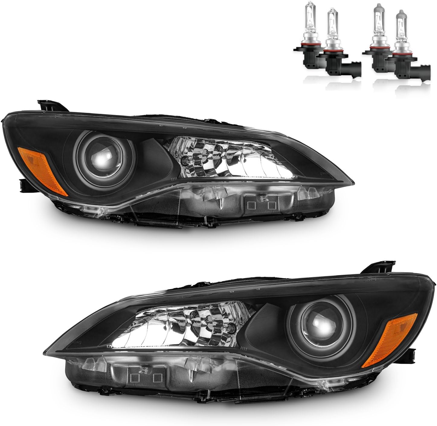 Headlights Assembly with Bulbs for 2015-2017 Toyota Camry Models Only [4-Door Sedan] Headlamp Replacement Driver & Passenger Side