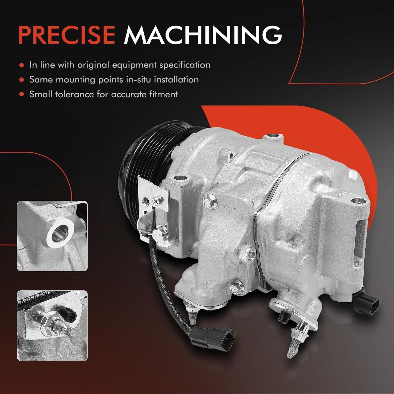 A-Premium A/C Compressor with Clutch Compatible with Ford Edge 2015-2018, GT 2017-2020 & Lincoln MKZ 2017-2020, MKX 2016-2018, Continental 2017-2020, 2.7L 3.0L 3.5L 3.7L