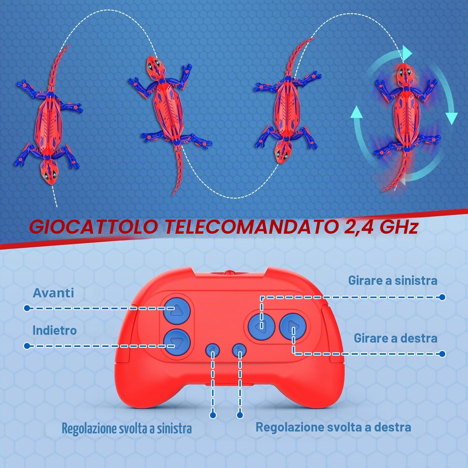 Mieryd Geco Telecomandato, Lucertola Telecomandata muro con occhi LED, Spider RC Robot Giocattolo Bambini, Interattivo Gioco lucertola si arrampica sui muri, Regalo Compleanno Giochi Bambino 3-8 Anni