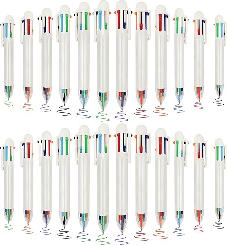 Bolígrafo de color 6 en 1 para oficina y escuela, paquete de 24 (24 unidades, blanco)