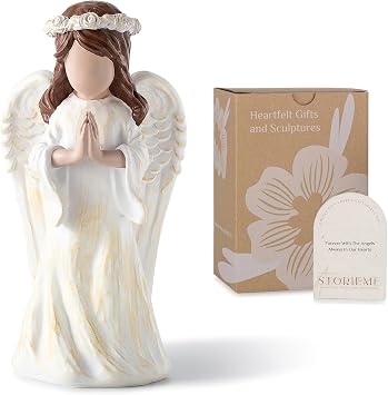 Storieme Baptism Gifts for Teen Girl First Communion Confirmation Keepsake - Christian Religious Catholic Guardian Praying Angel Figurines