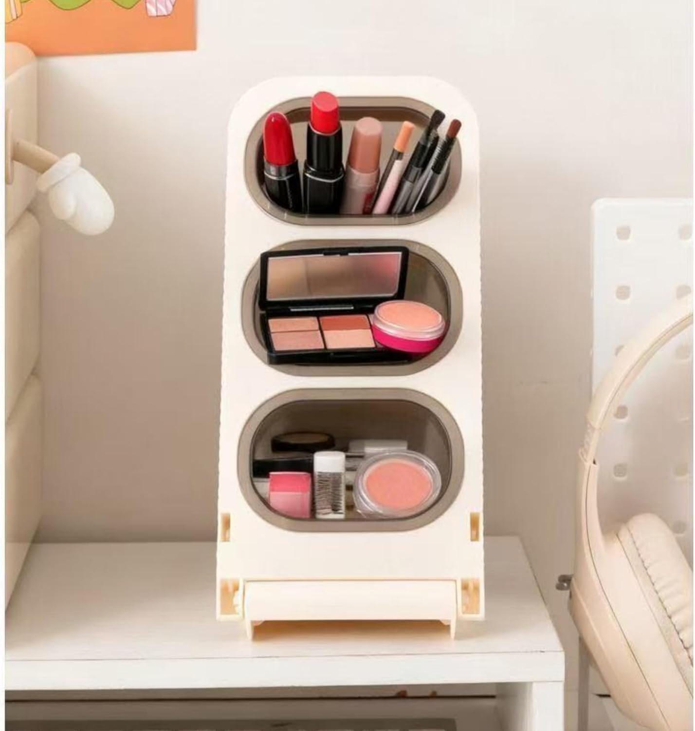 机上ペン収納ボックス デスクオーガナイザー ペン立て 一体設計 縦置き 斜め挿入 ペンスタンド メイクブラシホルダー 大容量 卓上収