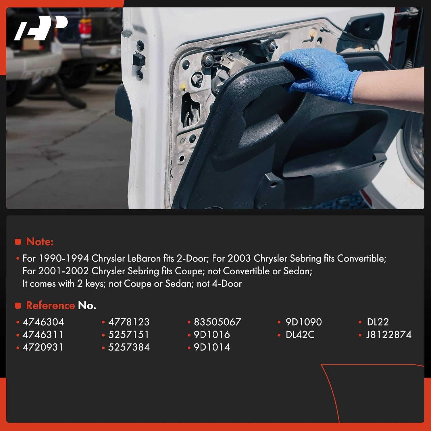 A-Premium Door Lock Cylinder with Key Set Compatible with Jeep Grand Cherokee, Wrangler, Cherokee, CJ5, CJ7, Comanche & Dodge Grand Caravan, Ram 1500 Van & Chrysler Town & Country & Plymouth Breeze