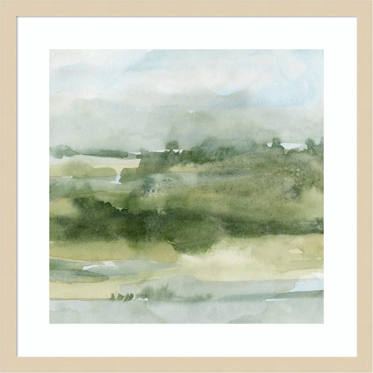 Amanti Art Framed Wall Art Print 21x21 Soft Sage Landscape II by Emma Caroline, Nature Wall Art, Modern Contemporary Decor, Medium Poster Painting Artwork for Living Room, Bedroom, Bathroom, Kitchen,