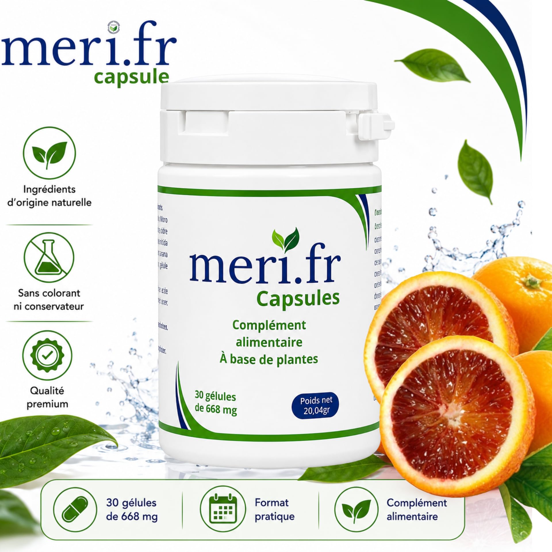 Meri.fr Capsules au Guarana et Orange Sanguine