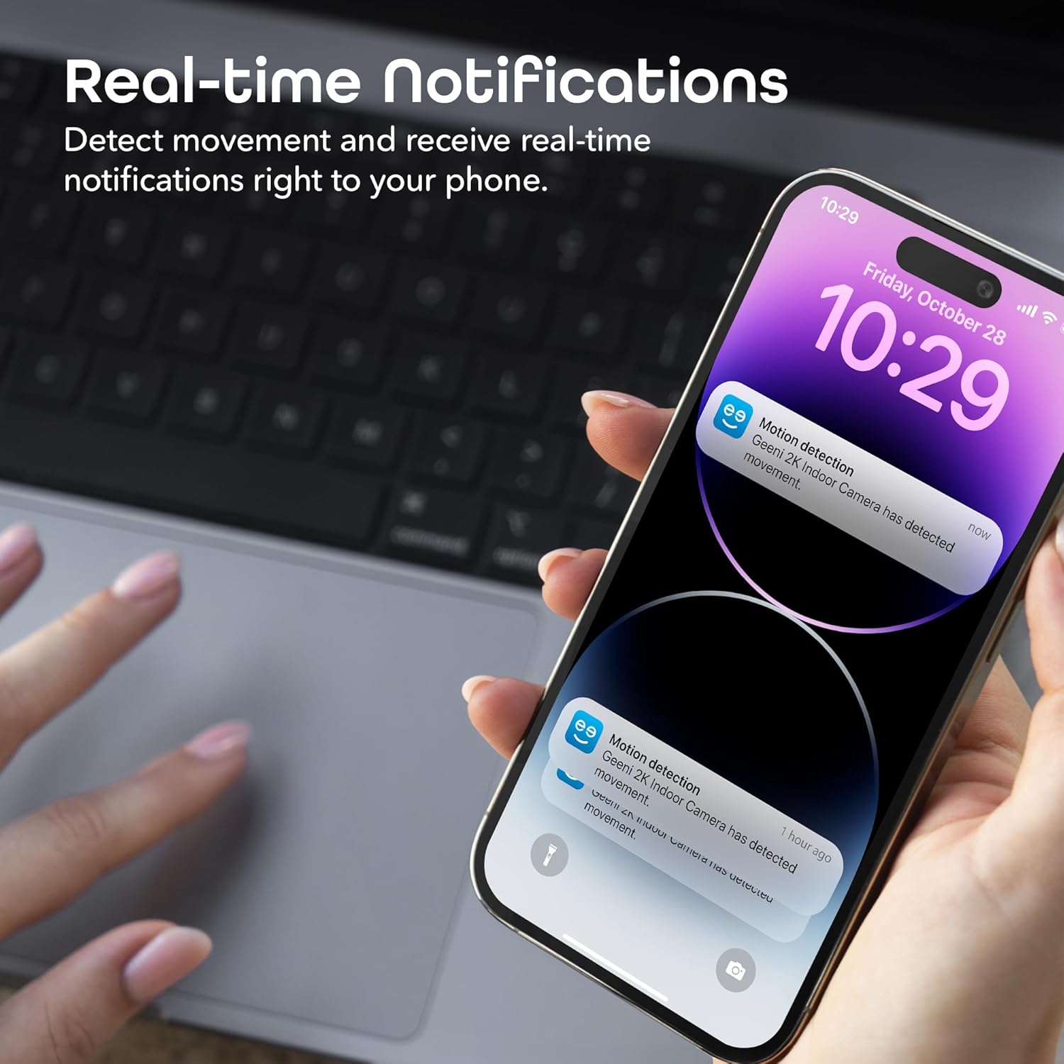 Geeni Look 2K 4MP Smart Indoor Security Camera 2-Pack – 1440p Ultra HD WiFi Pet & Baby Monitor with 2-Way Audio, Motion Detection Zones, 10m Night Vision, & USB-C Power